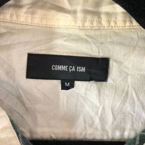 Comme Ca Ism Mens Flannel Shirt Snap Button Plaid Pockets Green M - Picture 3 of 3